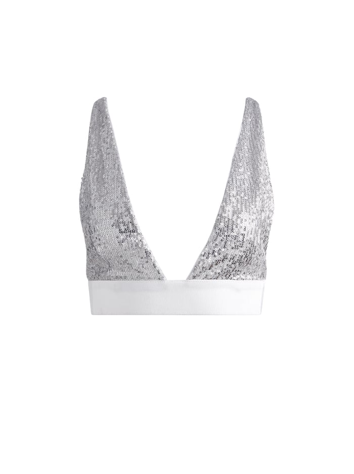 ERA SEQUIN EMBELLISHED BRA TOP - SILVER image 5 - Alice And Olivia