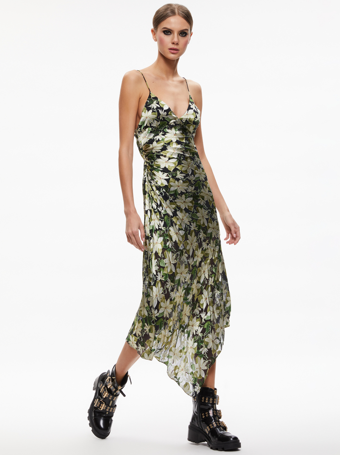 SHAWNA ASYMMETRICAL SLIP DRES - MOONLIGHT FLORAL image 4 - Alice And Olivia