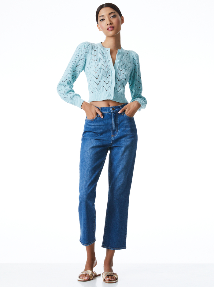 KITTY PUFF SLEEVE CARDIGAN - WATERFALL image 4 - Alice And Olivia