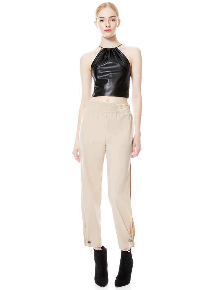 ZUMI VEGAN LEATHER CROP TOP - BLACK image 2 - Alice And Olivia