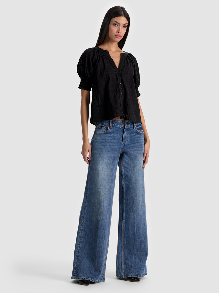 THALIA BUTTON DOWN BLOUSE - BLACK image 4 - ALICE + OLIVIA