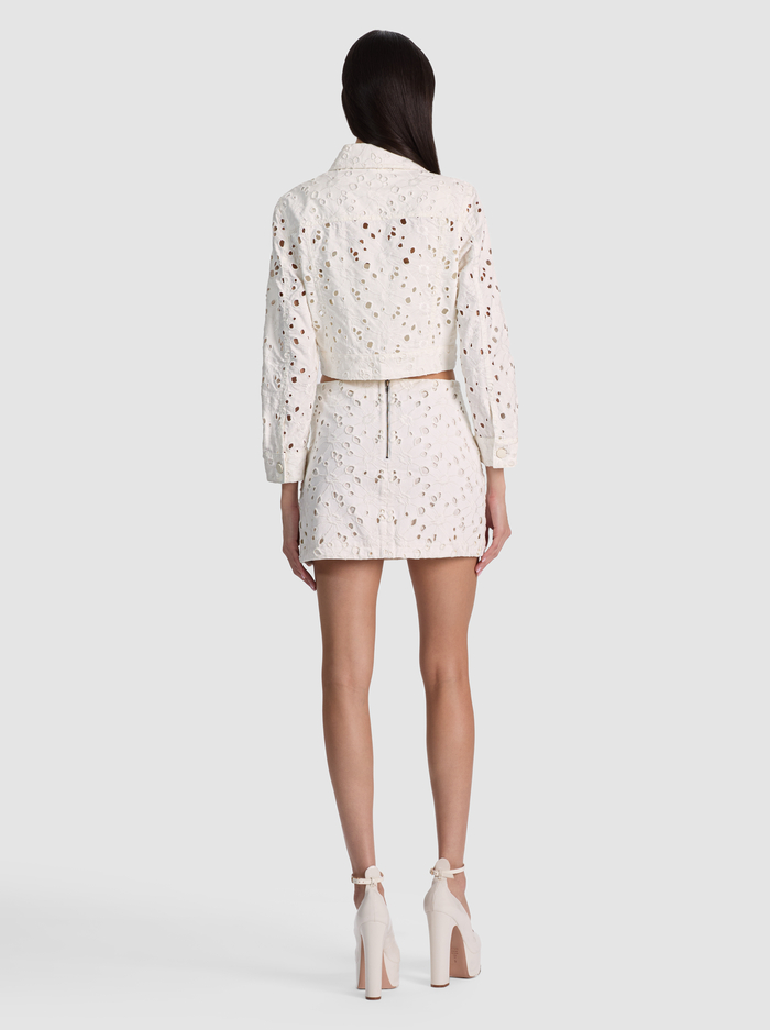 CHLOE LASER-CUT DENIM JACKET - OFF WHITE image 2 - ALICE + OLIVIA