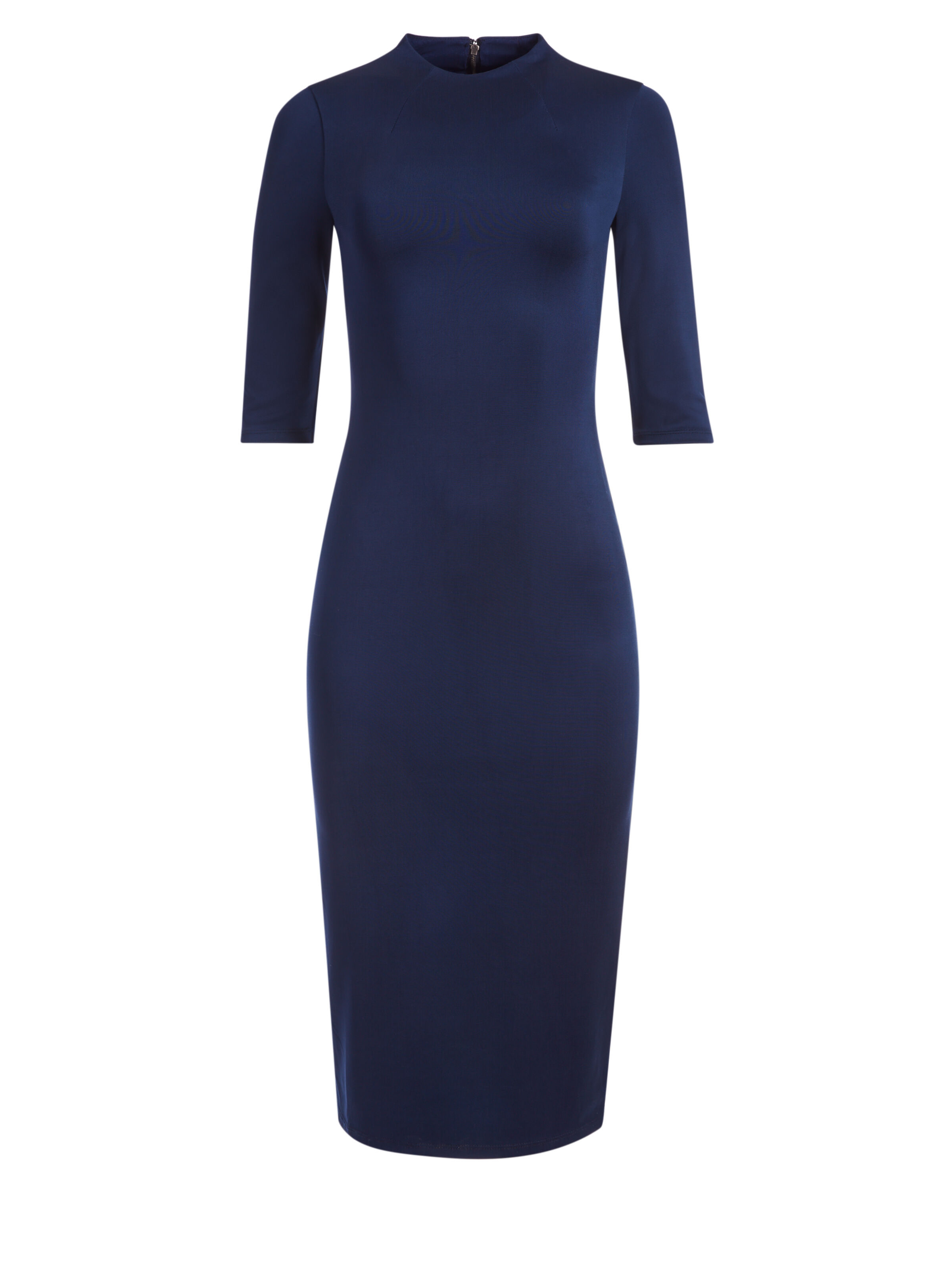 Delora Fitted Mock Neck Midi Dress In Navy Alice Olivia