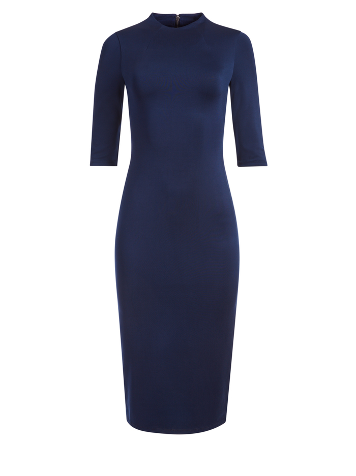 Delora Fitted Mock Neck Midi Dress Alice And Olivia