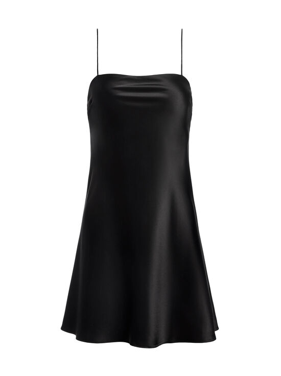 BLACK/OFF WHITE-NOELIE COWL BACK DRESS