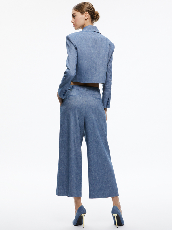 SHAN CROPPED CHAMBRAY BLAZER - DARK CHAMBRAY image 1 - ALICE + OLIVIA