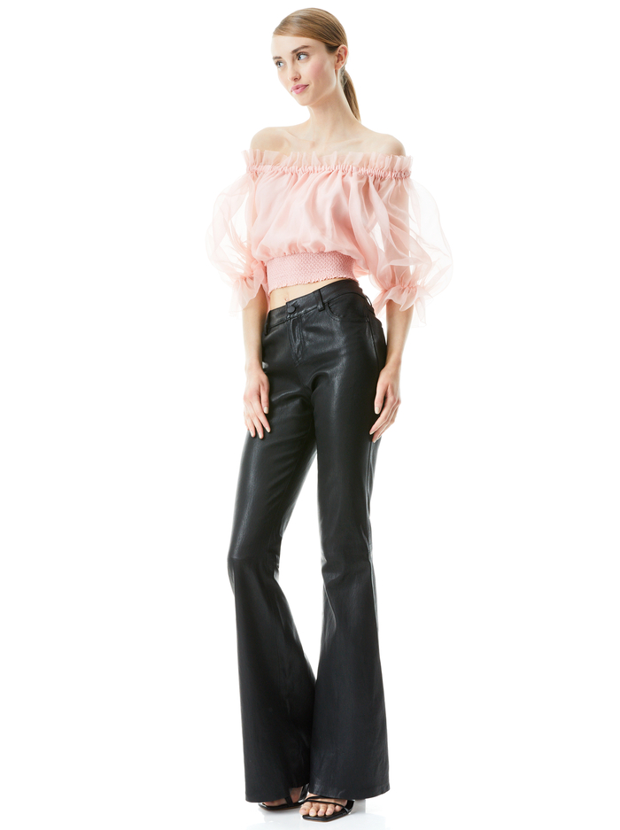 BRENT LEATHER BELL PANT - BLACK image 4 - Alice And Olivia