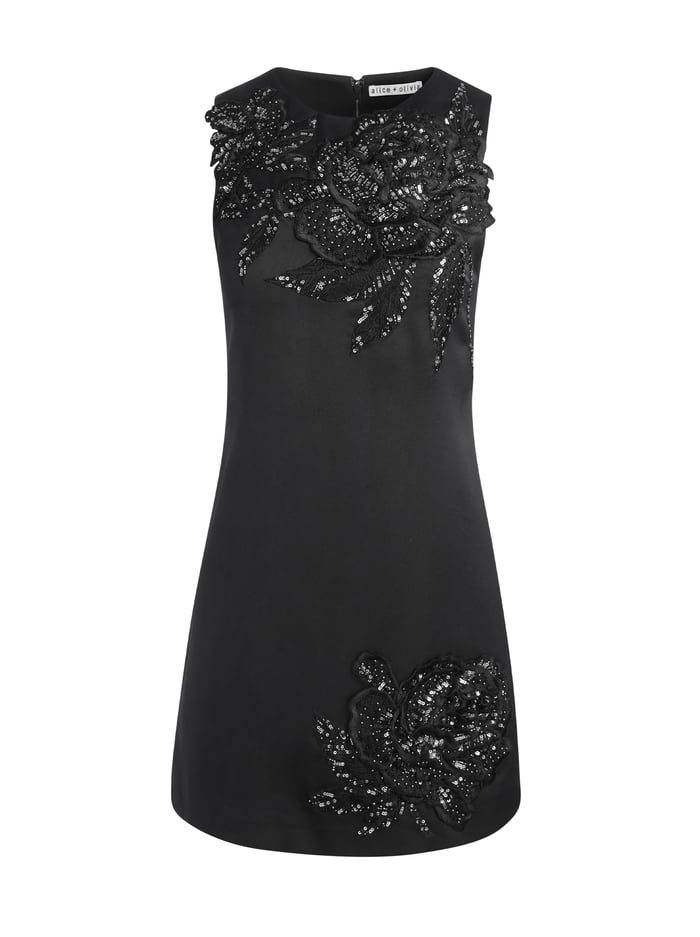CLYDE MINI DRESS - LE PARISIEN BLACK/GUNMETAL image 5 - Alice And Olivia