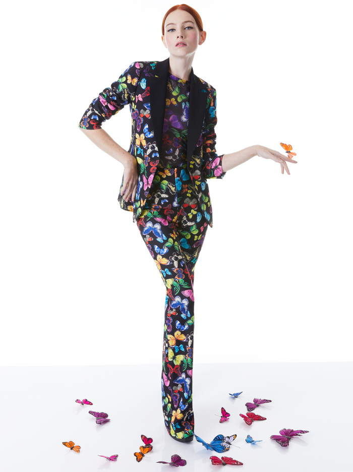 MACEY COMBINATION NOTCH COLLAR FITTED BLAZER - BUTTERFLY HIGH BLACK image 3 - Alice And Olivia
