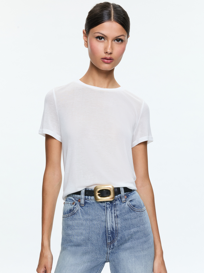 CINDY CROPPED TEE - OFF WHITE - Alice And Olivia