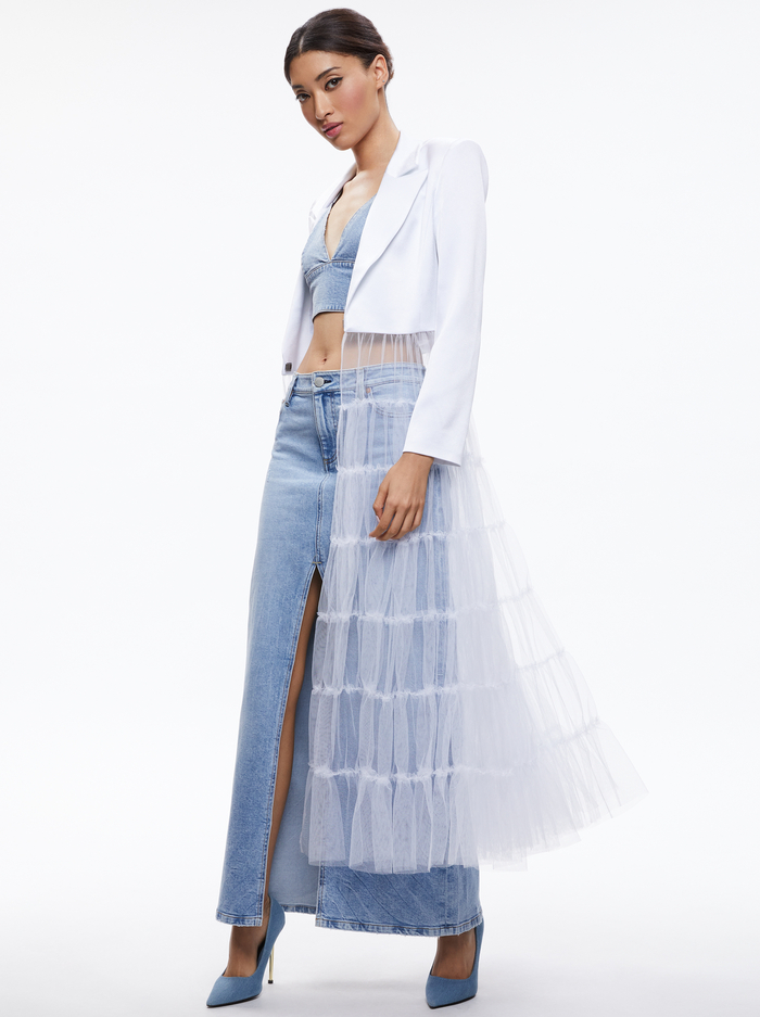 EVERLY TULLE BLAZER - WHITE - Alice And Olivia