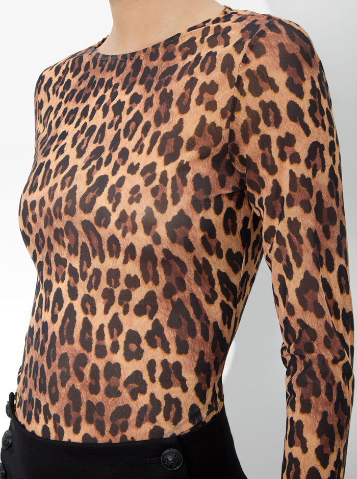 DELAINA MESH TOP - SPOTTED LEOPARD DARK TAN image 3 - Alice And Olivia