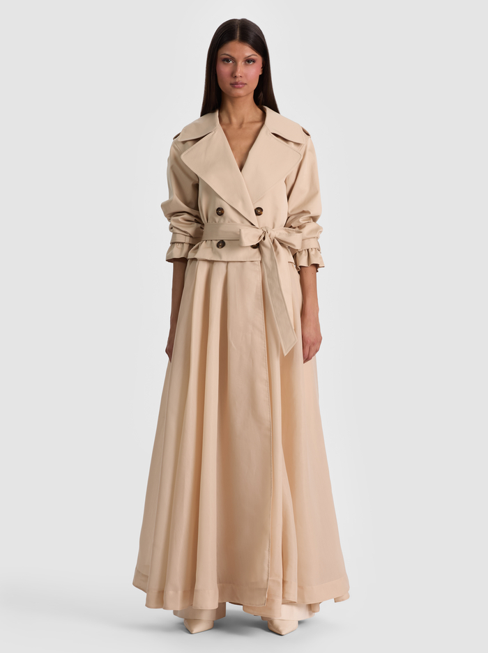 NEVADA SHEER COMBO TRENCH COAT - LATTE - ALICE + OLIVIA