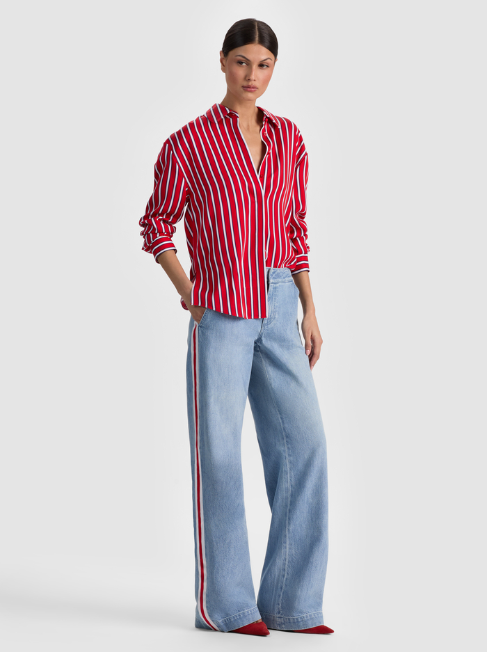 DIMITRA OVERSIZED BUTTON DOWN - TEAKWOOD CHILI PEPPER image 5 - ALICE + OLIVIA