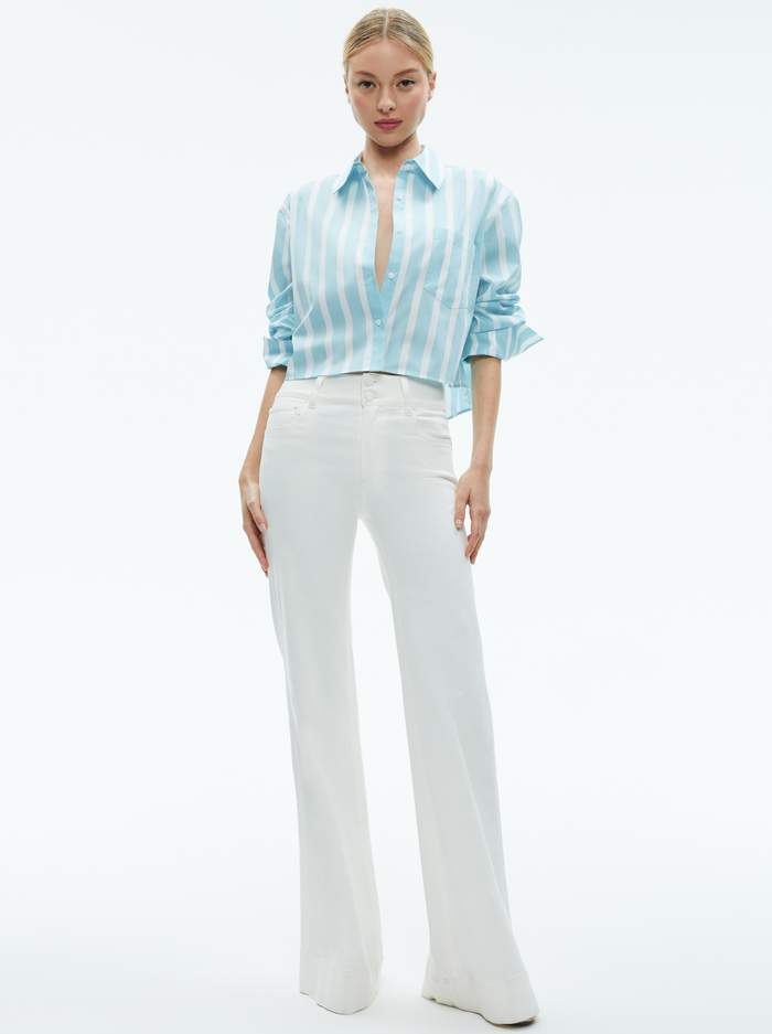 FINELY CROPPED BUTTON DOWN - DREAM STRIPE SPRING SKY image 1 - Alice And Olivia