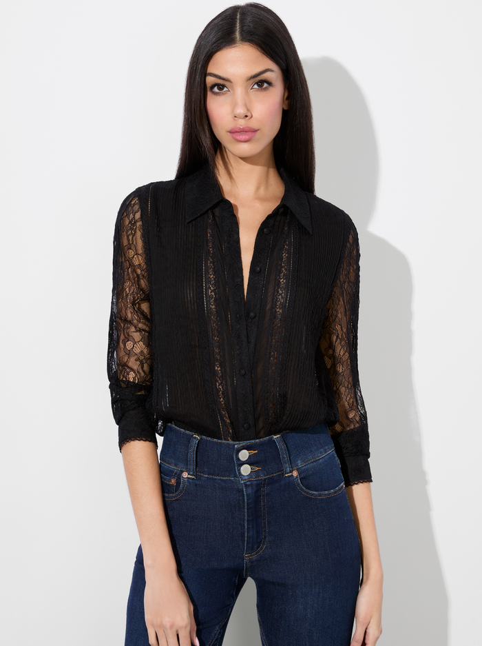 WILLA LACE TOP - BLACK - Alice And Olivia