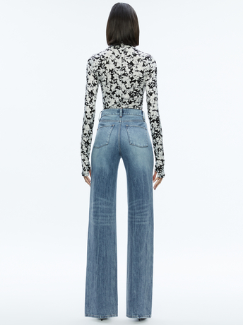 HOMEROOM FLORAL-DELAINA TURTLENECK TOP