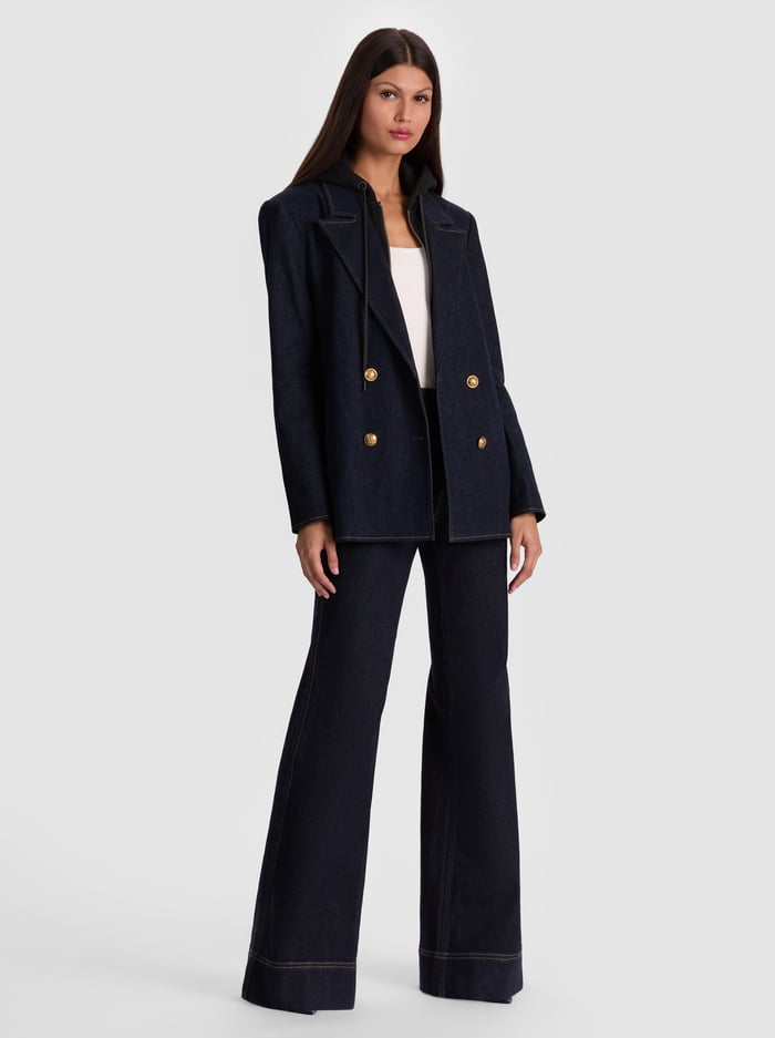 JORDAN DENIM BLAZER WITH REMOVABLE HOODIE - DARK RINSE image 1 - Alice And Olivia