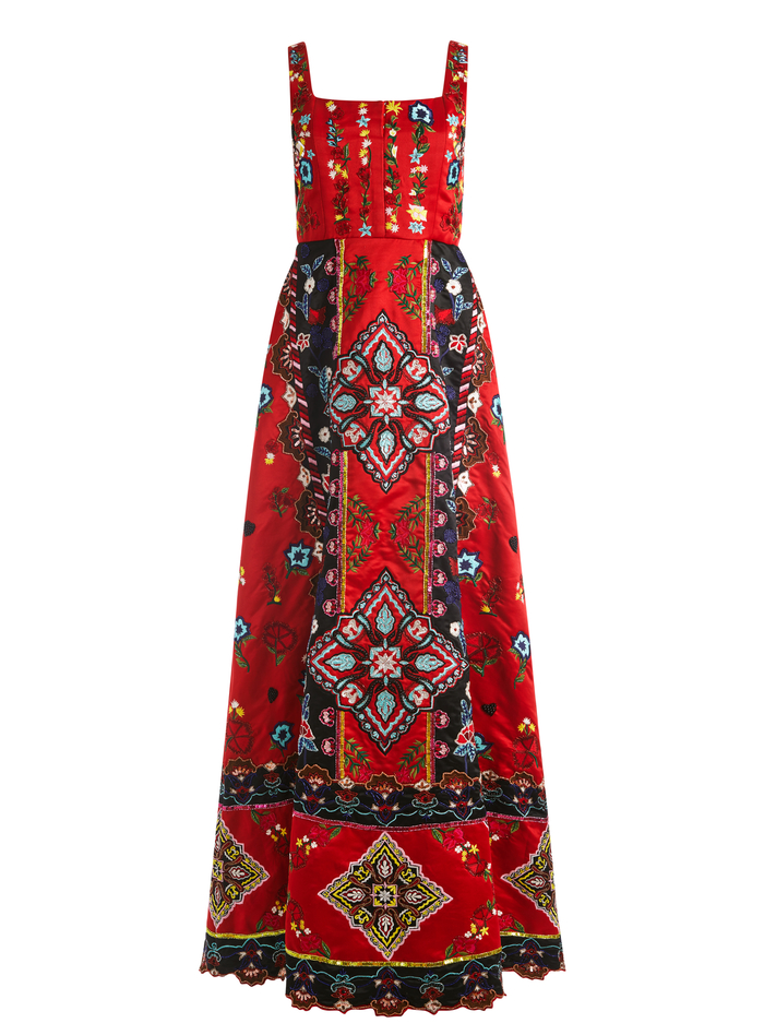 PAM EMBELLISHED CORSET GOWN - BRIGHT POPPY/ MULTI image 5 - Alice And Olivia