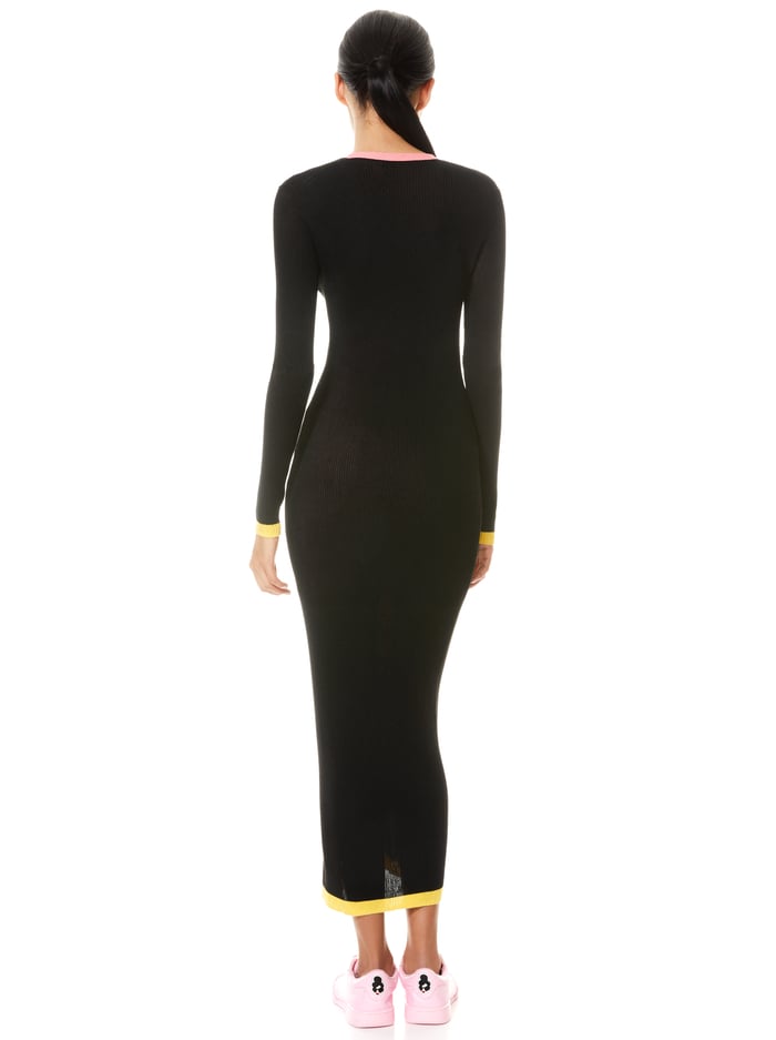 ARIA SLIM LONG CARDIGAN - BLK MULTI image 1 - Alice And Olivia