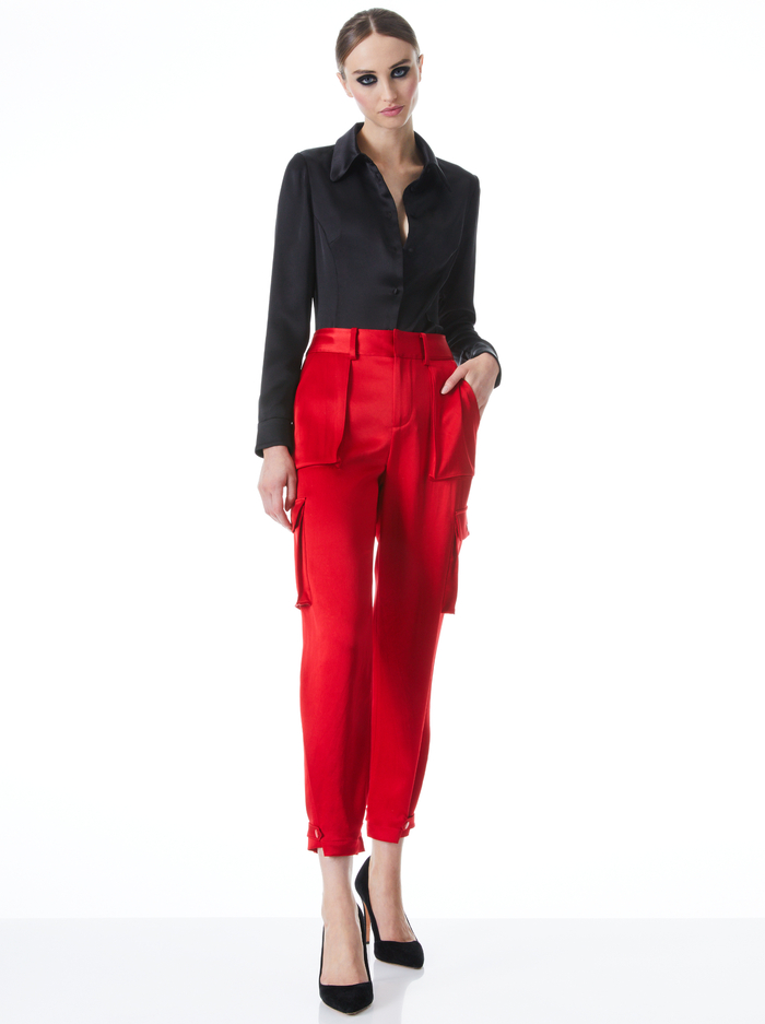 Hayes Cargo Pant In Perfect Ruby | Alice + Olivia