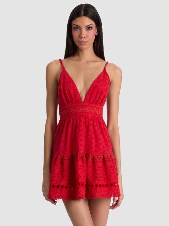 CHILI PEPPER-LORENE EMBROIDERED MINI DRESS