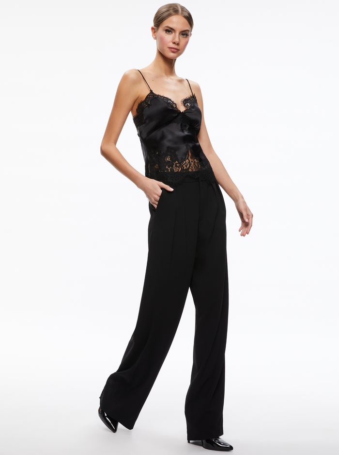 MALISSA LACE TRIMMED SLIP TOP - BLACK image 4 - ALICE + OLIVIA