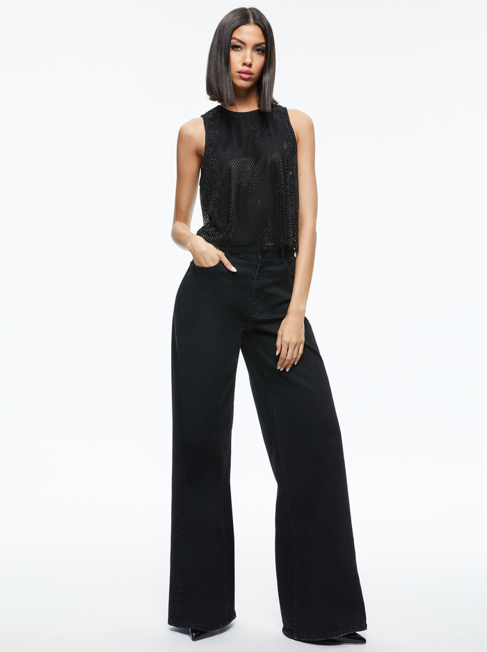 ANGELINA CRYSTAL EMBELLISHED TANK - BLACK image 4 - Alice And Olivia