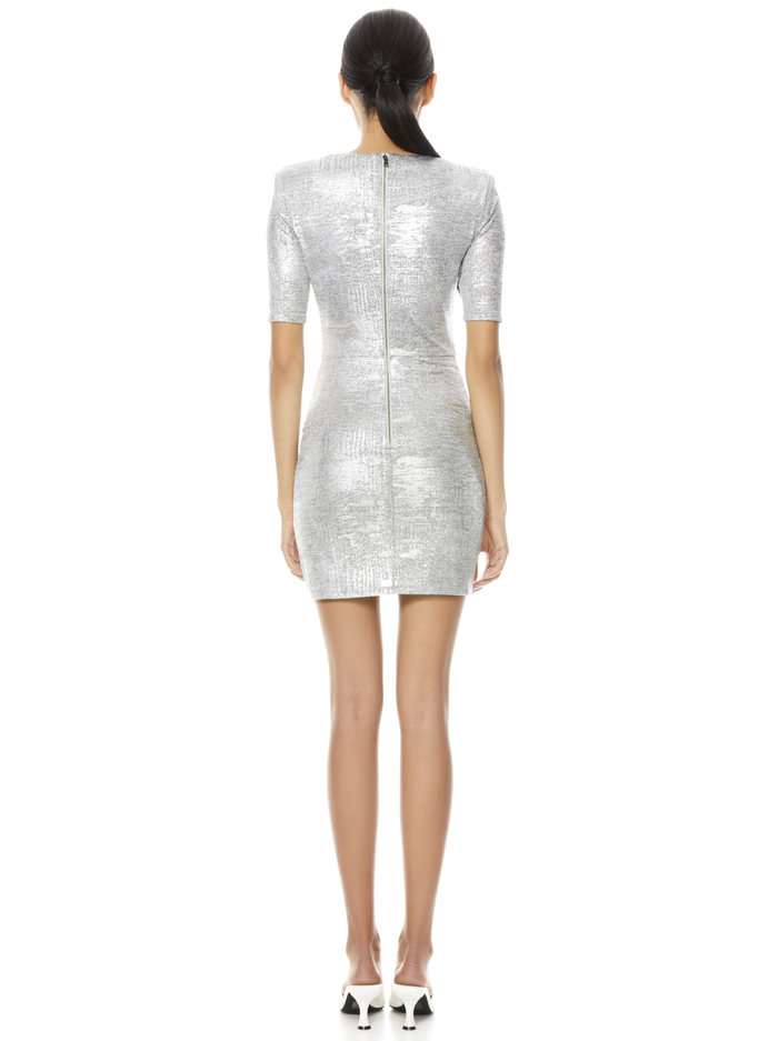 DELORA RUCHED MINI DRESS - SILVER image 1 - Alice And Olivia