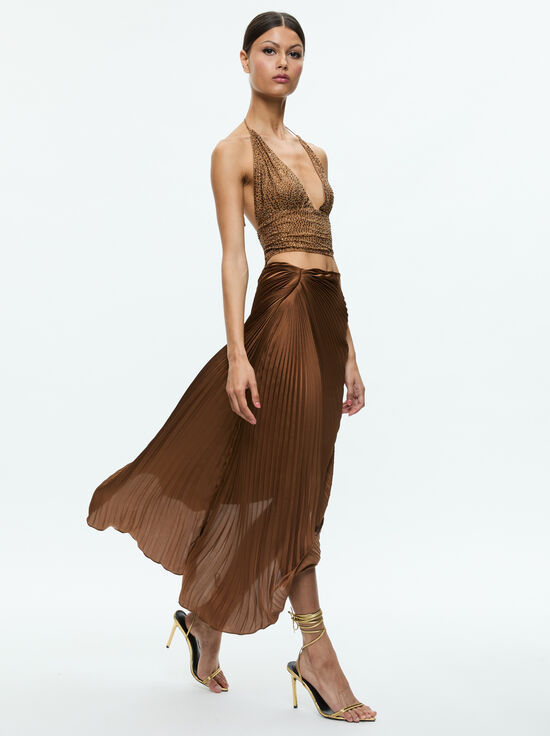 TAN/CRYSTAL-HANNAH EMBELLISHED TOP