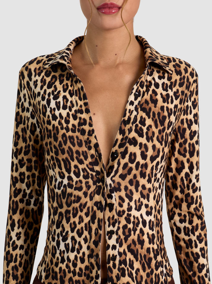 FREYA BUTTON DOWN TOP - SPOTTED LEOPARD image 3 - ALICE + OLIVIA