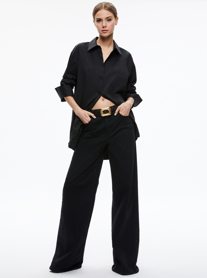 FINELY OVERSIZED BUTTON DOWN SHIRT - BLACK image 2 - Alice And Olivia