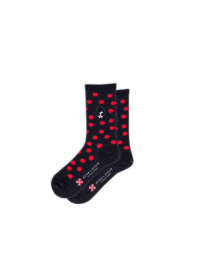 A+O X HOTSOX CREW SOCKS - BLACK / RED - Alice And Olivia