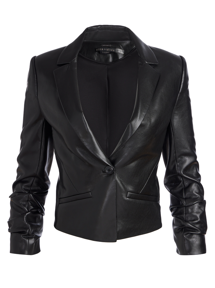 VINNIE VEGAN BLAZER - BLACK image 5 - Alice And Olivia