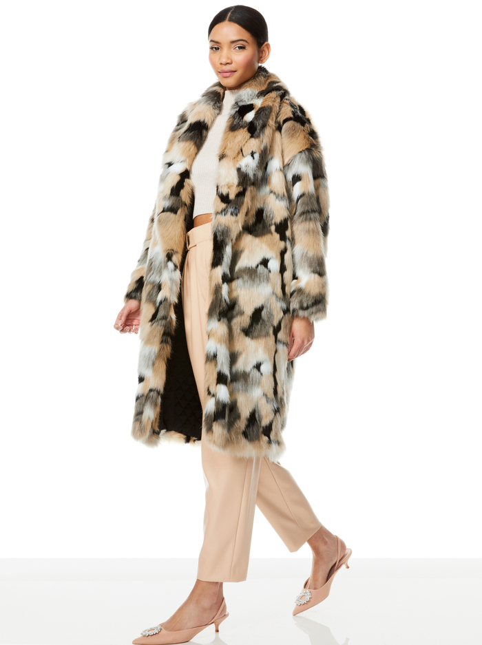 YETTA FAUX FUR COAT - NEUTRAL/BLACK image 3 - ALICE + OLIVIA
