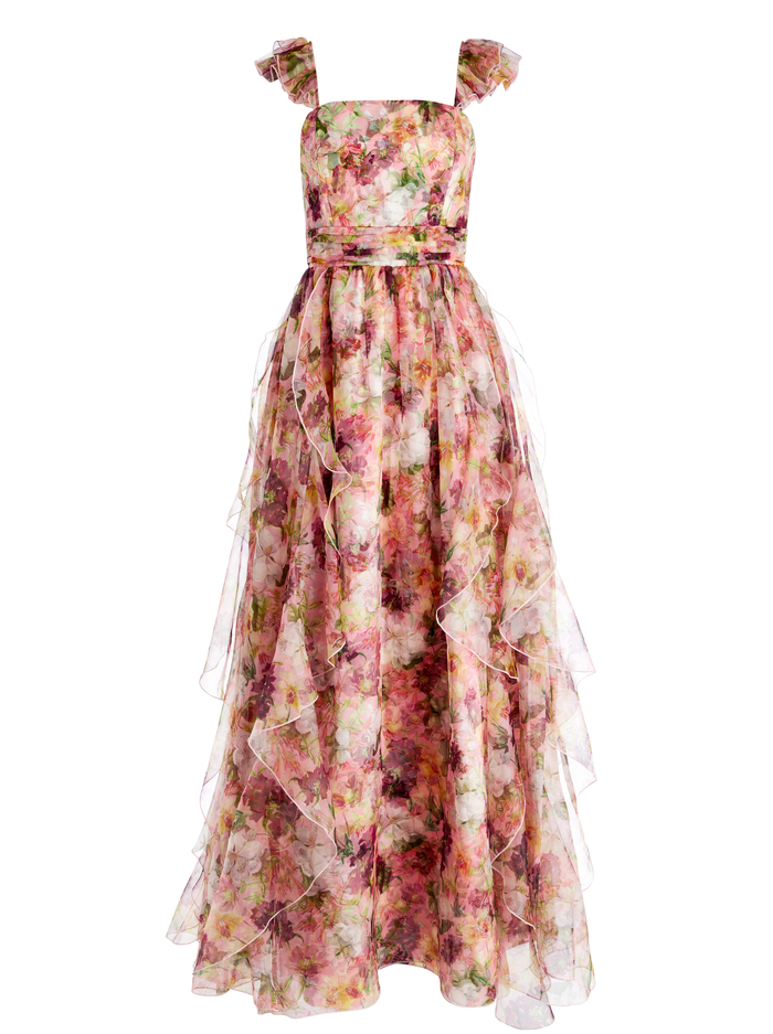 JASMINA RUFFLE GOWN - JUNIPER FLORAL BLACK image 5 - Alice And Olivia