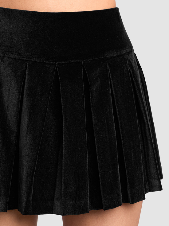 BLACK-EMILIE VELVET MINI SKORT