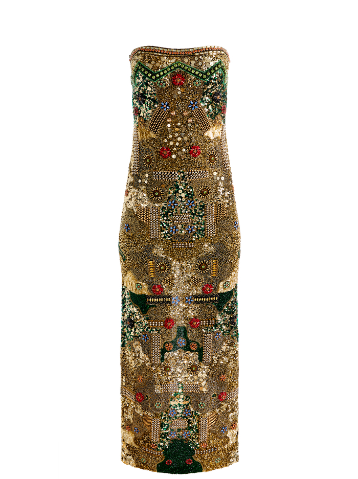 DELORA EMBELLISHED STRAPLESS GOWN - GOLD/MULTI image 5 - ALICE + OLIVIA