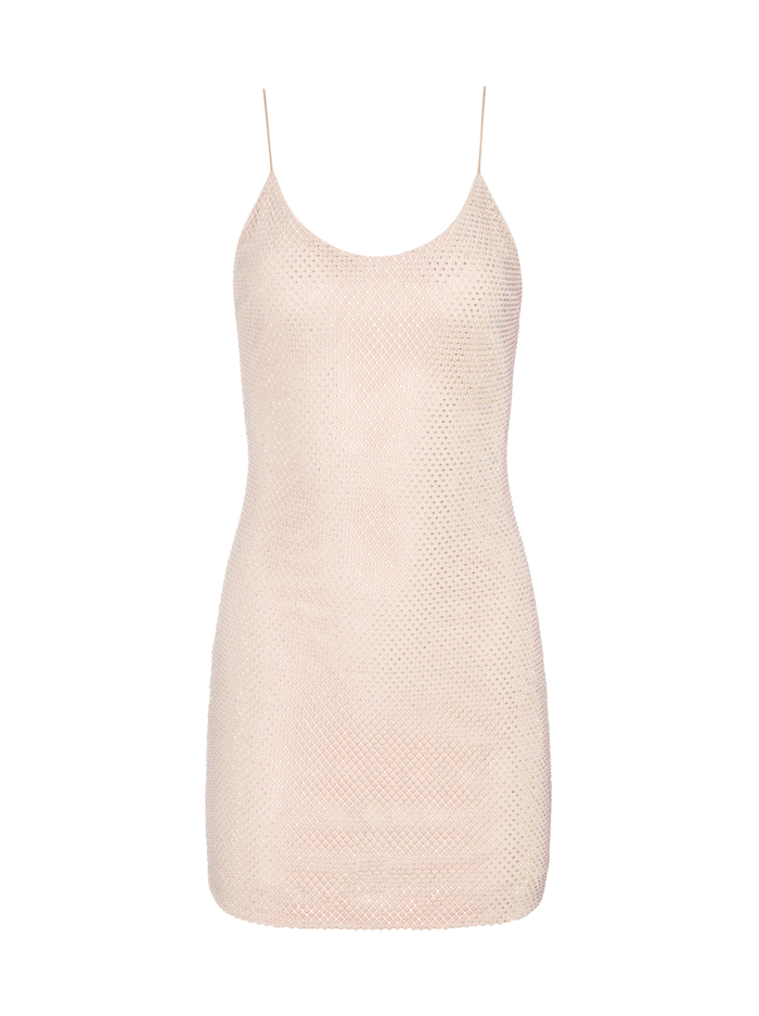 NELLE CRYSTAL EMBELLISHED MINI DRESS - ALMOND image 5 - Alice And Olivia