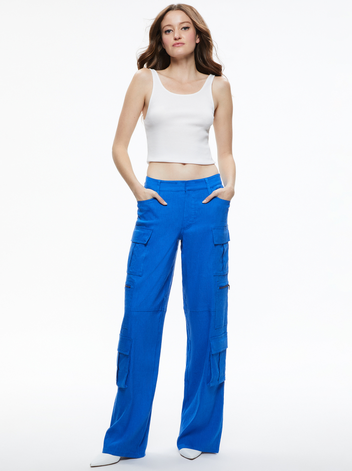 CAY BAGGY CARGO LINEN PANT - SAPPHIRE image 2 - ALICE + OLIVIA