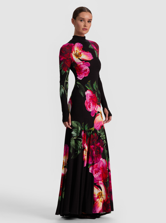 EMPRESS BLOOM BLACK-AUGUSTA OPEN BACK MAXI DRESS