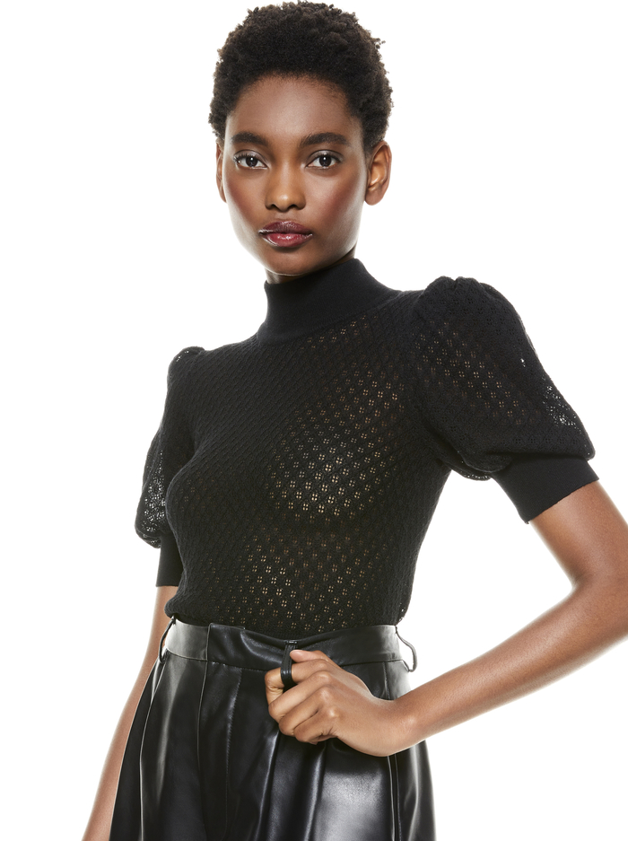SHONDA PUFF SLEEVE SWEATER - BLACK image 1 - ALICE + OLIVIA
