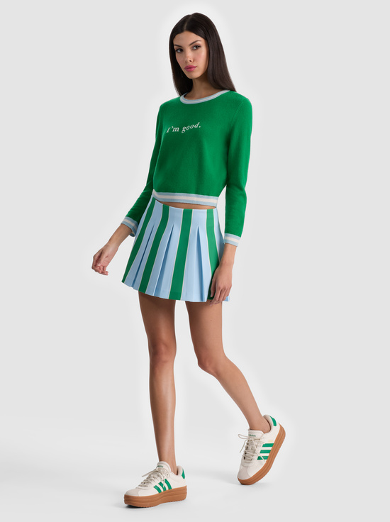 GREEN APPLE MULTI-CAROLANN CASHMERE SHRUNKEN PULLOVER