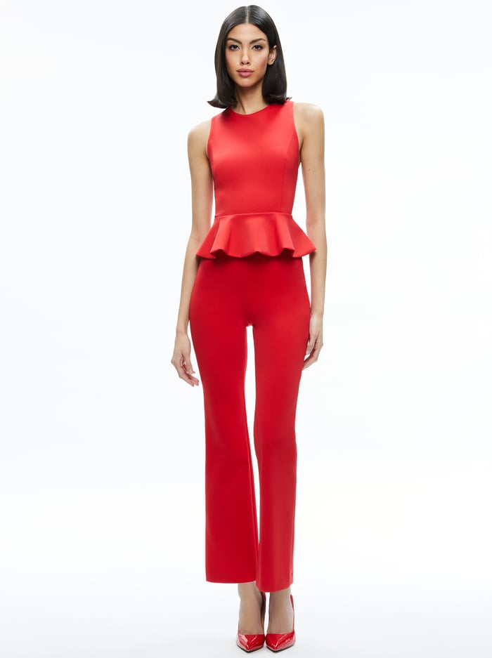 RMP MID RISE BACK-ZIP BOOTCUT ANKLE PANT - BRIGHT RUBY image 1 - Alice And Olivia