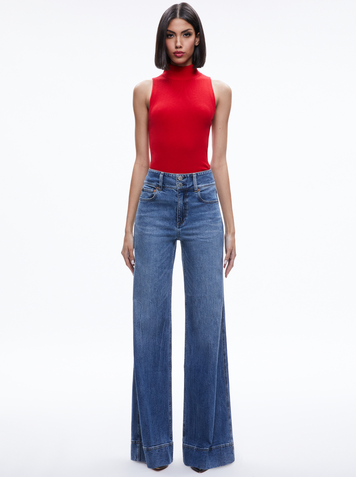 DARCEY TURTLENECK SWEATER TANK - PERFECT RUBY image 2 - Alice And Olivia