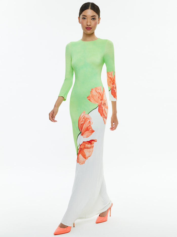 DELORA OPEN BACK CREW NECK MAXI DRESS - DREAM LIFE SHARP GREEN image 4 - Alice And Olivia