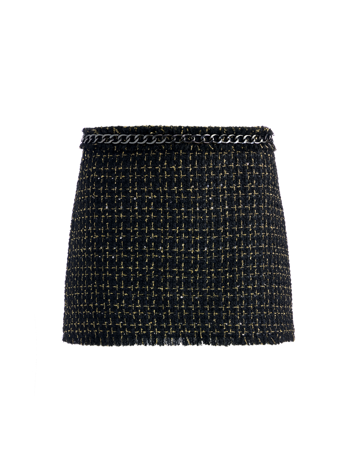 JALEN CHAIN MINI SKIRT - BLACK/GOLD image 4 - Alice And Olivia
