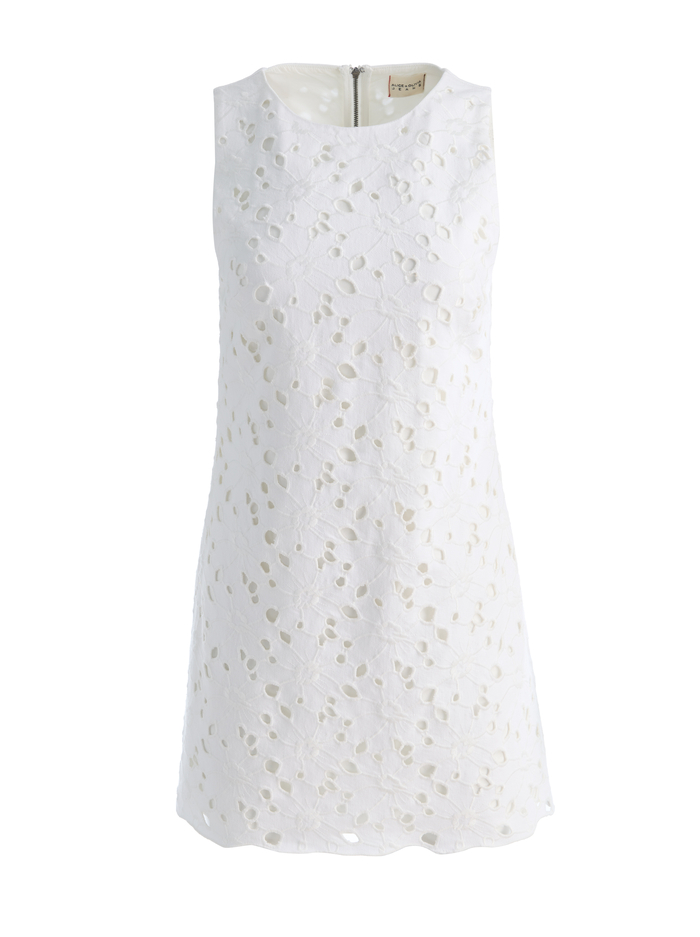 CLYDE LASER-CUT DENIM DRESS - OFF WHITE image 5 - ALICE + OLIVIA