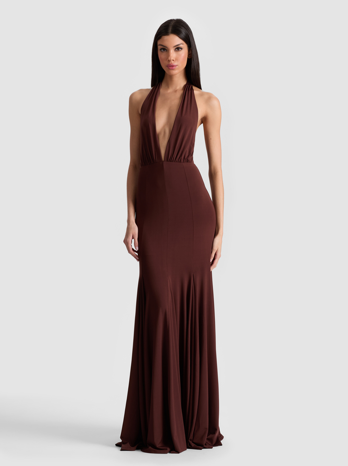 EVELINA MAXI DRESS - MOCHA image 3 - Alice And Olivia