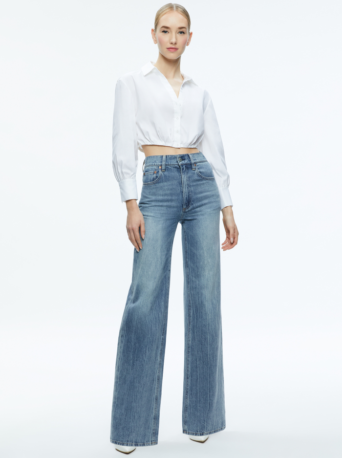 TRUDY CROPPED BUTTON DOWN - OFF WHITE image 2 - Alice And Olivia